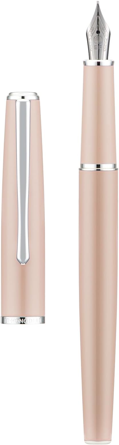 Hongdian 920S Fountain Pen Pink Metal Pen, Iridium M Nib Classic Pen with Ink Converter