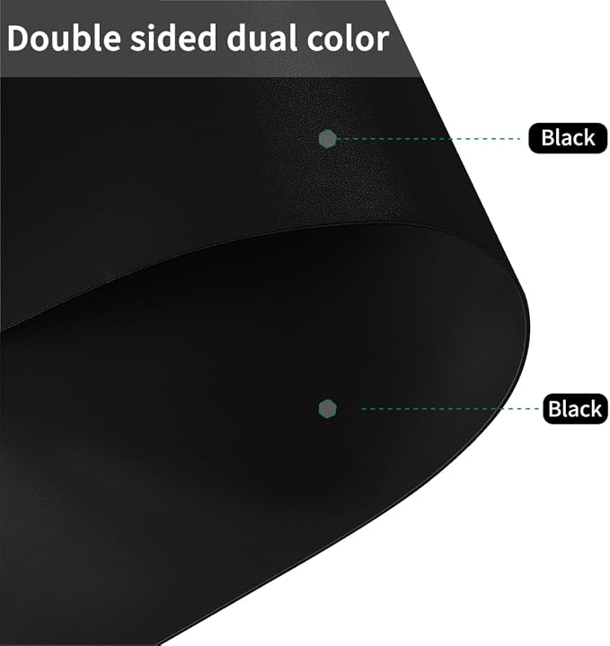 Round Table Pad, 1.8mm Thick, Dia.48 Inch, Leather Table Cover, Dining Table Protector, Table Top Protector (Black+Black)