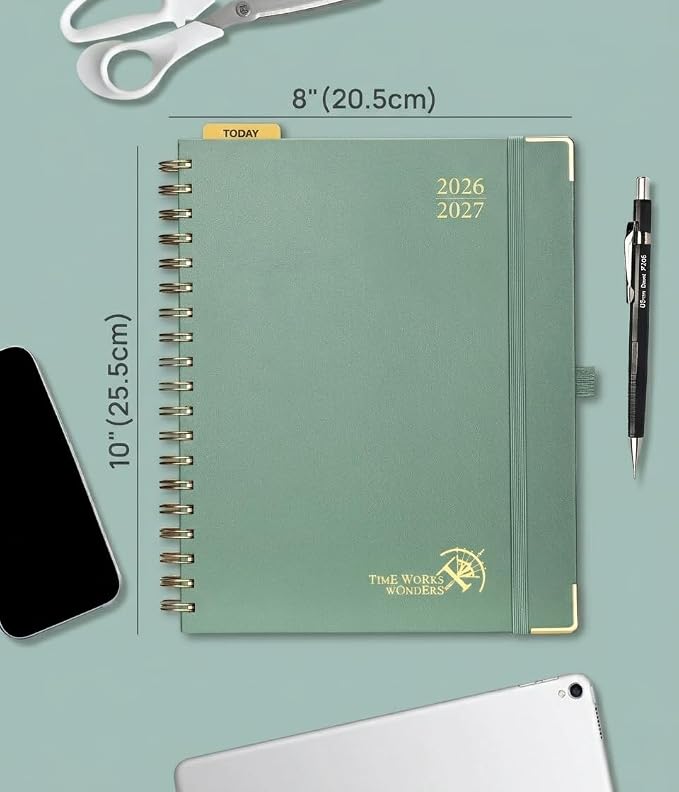 POPRUN 2026-2027 Weekly Planner 10" x 8"Weekly and Monthly Planner Calendar | Jul 2026 - Jun 2027，Daily Agenda Book & Appointment Book with Hourly Schedule, Tabs, Hardcover- Midnight Green