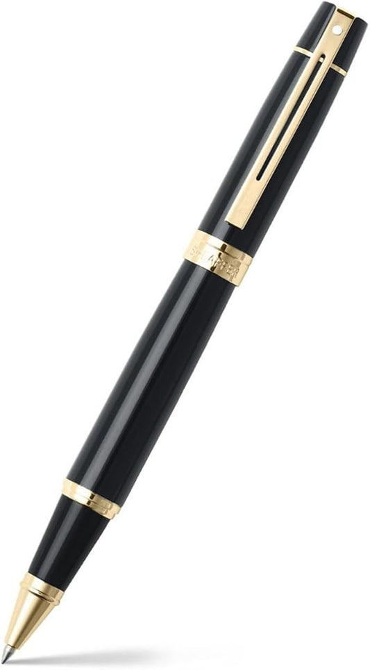 Sheaffer 300 Glossy Black Rollerball Pen with Gold Tone Trim