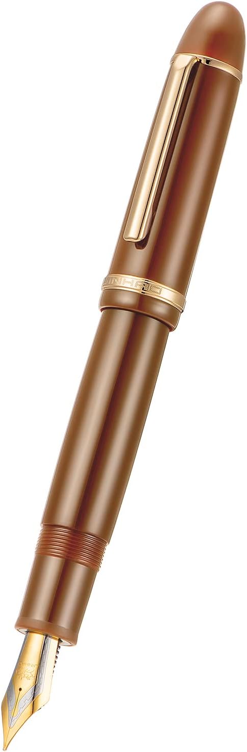 Jinhao X159 Brown Acrylic Fountain Pen, Size 8 Extra Fine Nib Gold Trim Classic Design Smooth Writing Pen with Converter