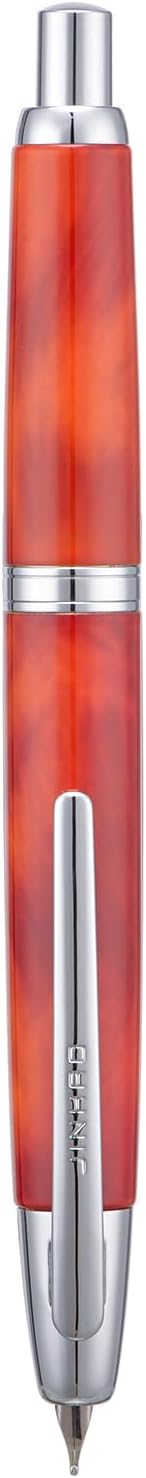 Jinhao 10 Press Fountain Pen with Box, Volcanic Red Retractable Medium Nib with Ink Converter Set (Silver Clip)