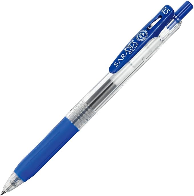 Zebra Pen SARASA Clip Retractable Gel Pen, Blue Ink, 0.5mm, 12-Pack | Fine Point Tip, Water Based Ink, 75% Recycled Materials, Ideal for Journaling, Planners, School and Office Supplies (47320)