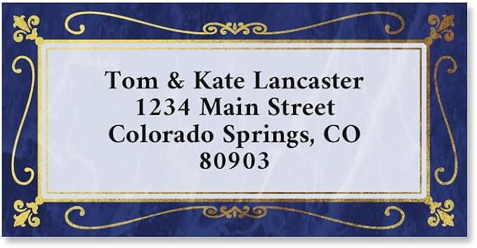 Colorful Images Imperial Foil Border Metallic Return Address Mailing Labels, Personalized with Names & Addresses, Set of 144 Custom Self Adhesive, Easy Peel Flat Label Sheets, 1-⅛ ”x 2-¼” Size