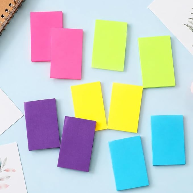 Sticky Notes 10 Pads Large 5 Colors Long Self-Stick Stickies Note Pads 3x5 50 Sheets Teacher Back to School Supplies and Oﬃce Products