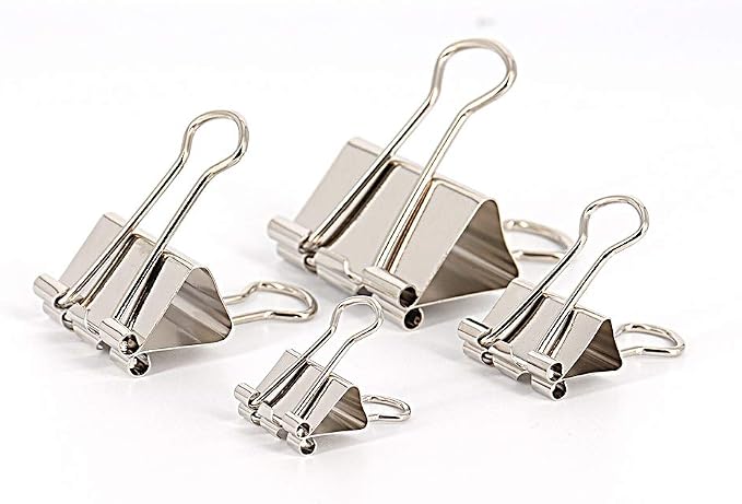 Binder Paper Clips, Assorted Sizes Set (Mini, Small, Medium, Large) for Office School and Home Supplies (Silver)