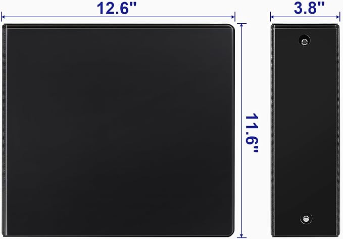 Comix Sturdy 3 inch Round Ring View Binder, Basic 3 Ring Binder 600-Sheet Capacity, Fit 8.5" x 11" Paper, 10 Pack (Black)