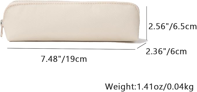 Pencil Case Small Pencil Pouch Slim (Cream, Oxford)