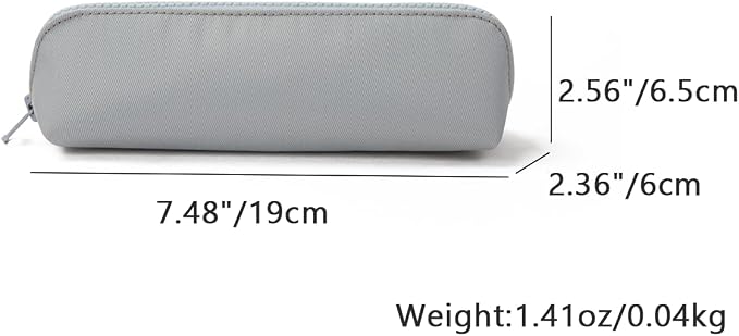 Pencil Case Small Pencil Pouch Slim (Light Gray, Oxford)