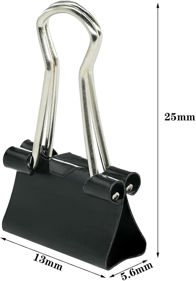 Ykimok 48Pcs Mini Binder Clips, 0.5 inch(13mm), Paper Clamps Micro Size for Office Supplies, Black