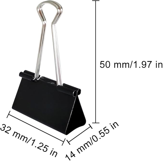 Ykimok 80Pcs Medium Binder Clips, 1.25 inch(32mm), Paper Clamps Medium Size for Office Supplies, Black