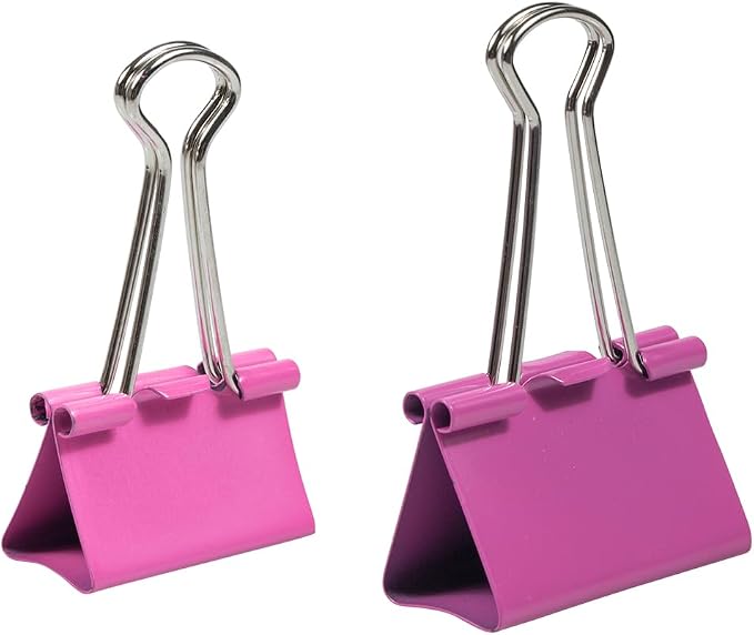 JAM PAPER Colorful Binder Clips Assortment - Medium & Large Size - Pink Binderclips - 27 Clips/Pack