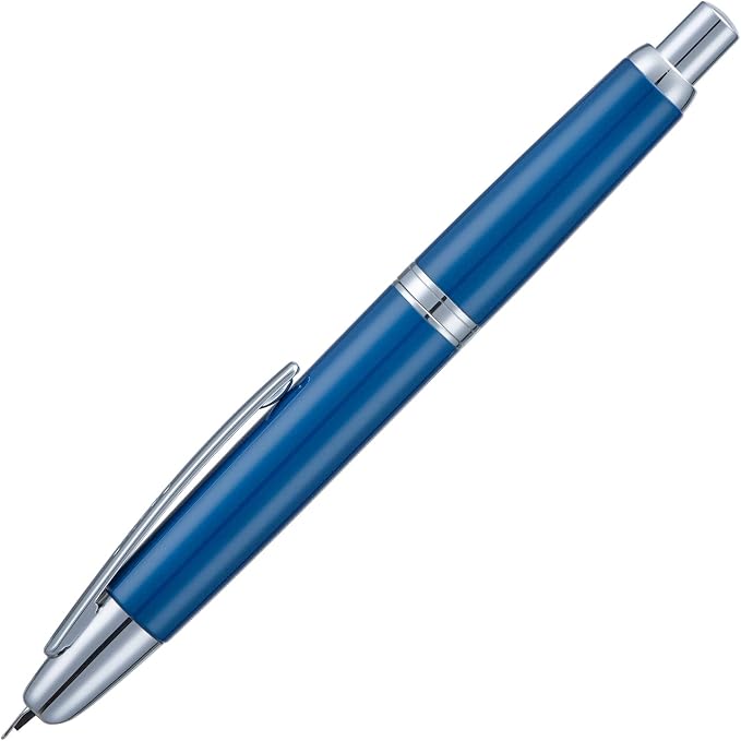Jinhao 10 Press Fountain Pen with Box, Pearl Blue Retractable Medium Nib with Ink Converter Set (Silver Clip)