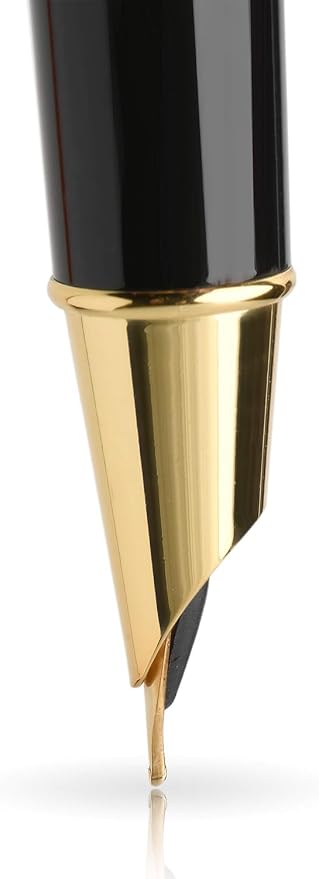 Dryden Designs Fountain Pen - Medium and Fine Nibs | Includes 24 Ink Cartridges and Ink Refill Converter | Calligraphy Pen, Consistent Writing, Smooth Look - Intense Black.