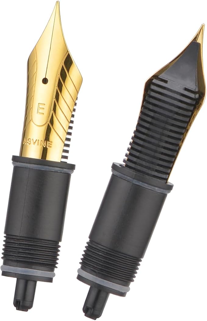 Set of 2 Number 8 Fountain Pen Replacement Extra Fine Point - Compatible with C2000, V800 and C80- Gold