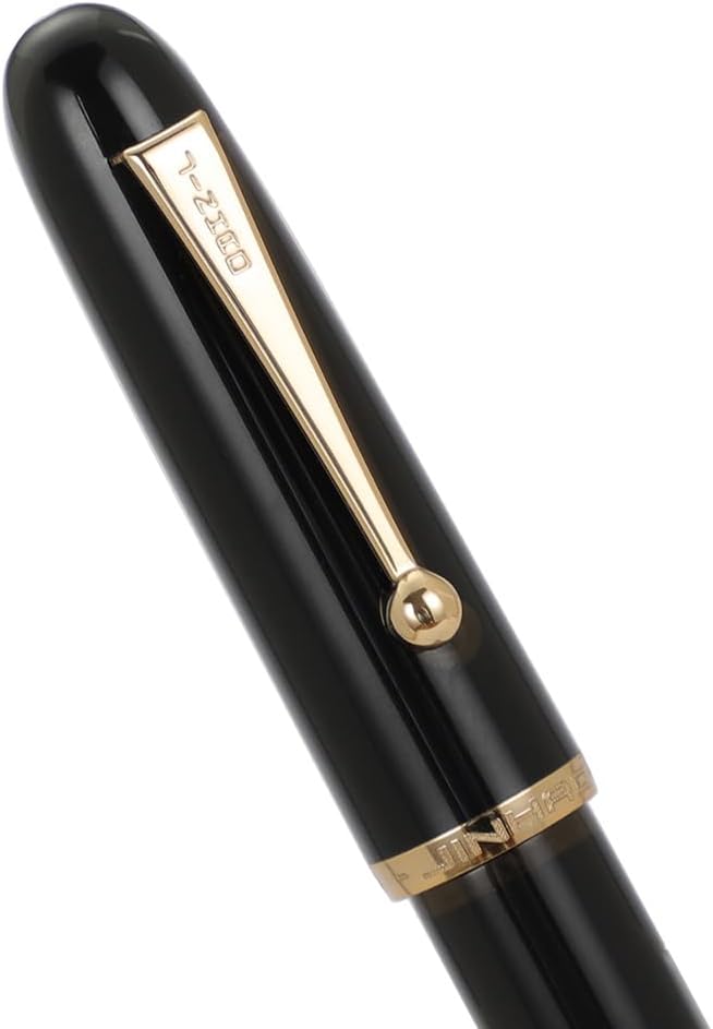 Jinhao 9016 Fountain Pen Medium Heartbeat Point, Dadao Series Black Acrylic with Large Converter for Writing