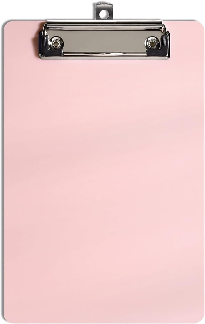 Hongri Plastic Small Clipboard, Pink A5 Memo Size Clip Board | Mini Size 6 x 9 in for Students, Teacher, Women, Office & School Supplies