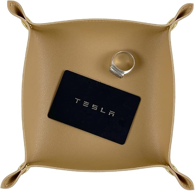 Vegan Leather Foldable Travel Valet Tray (Camel Hair)