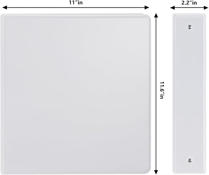 COMIX Sturdy 3 Ring Binder 1.5 inch with Clear View Cover, 1-1/2" Round Ring View Binder, PVC-Free, 2.4mm-Thick, 300 Sheets Capacity of US Letter Size Paper, Office ＆ School Supplies, 6 Pack (White)