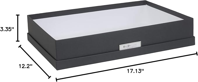 Bigso Box of Sweden Document Box with Lid for Papers in A3 Format - Document Organiser Tray with Lid and Handle - Storage Container Made of Fibreboard and Paper - Dark Grey