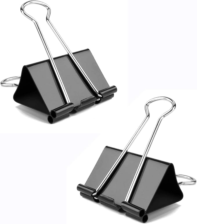 Medium Binder Clips, 144 Pack, 1-1/4 Inch, Standard 32mm, Black, Capacity 0.6 Inch, 1.25 Inch Medium Clips, Fold Clamp, Office Supplies