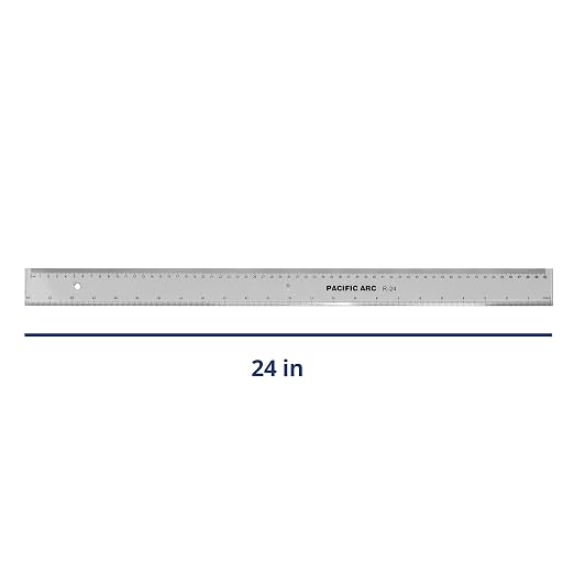 Pacific Arc 24 Inch Ruler Clear Plastic, Graduations in Inches and Centimeters
