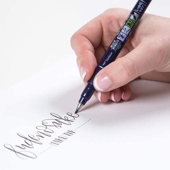 Tombow Fudenosuke Brush Pen, Hard Tip, Black (Pack of 2)