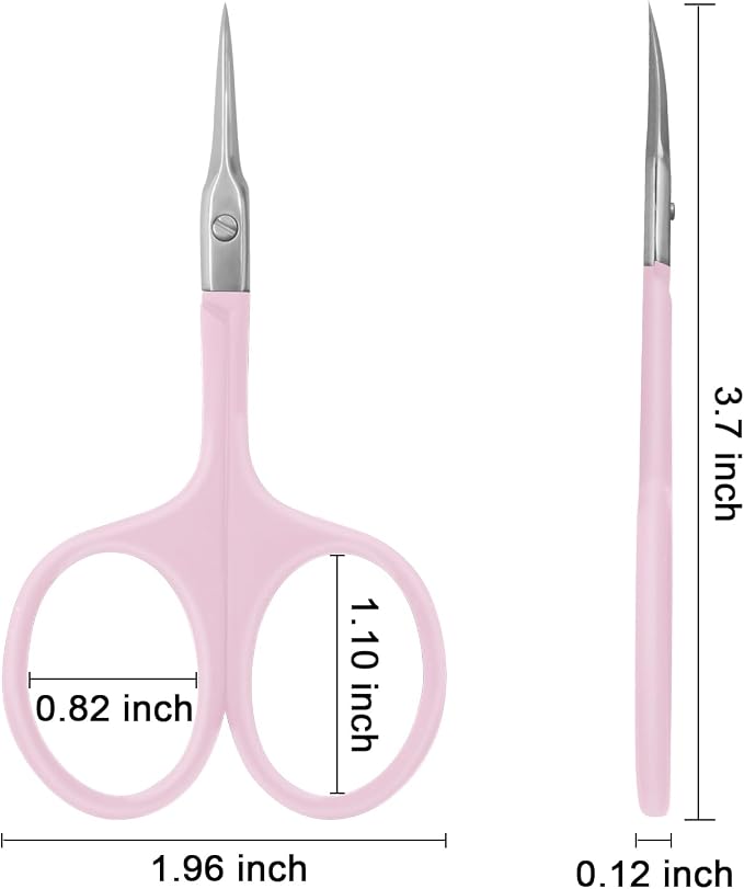 CGBE Cuticle Scissors, Extra Fine Curved Eyebrow Scissors, Pink | Stainless Steel, Round Handle, Precise Pointed Tip, Hangnail And Dry Skin Trimming, Russian Manicure Care
