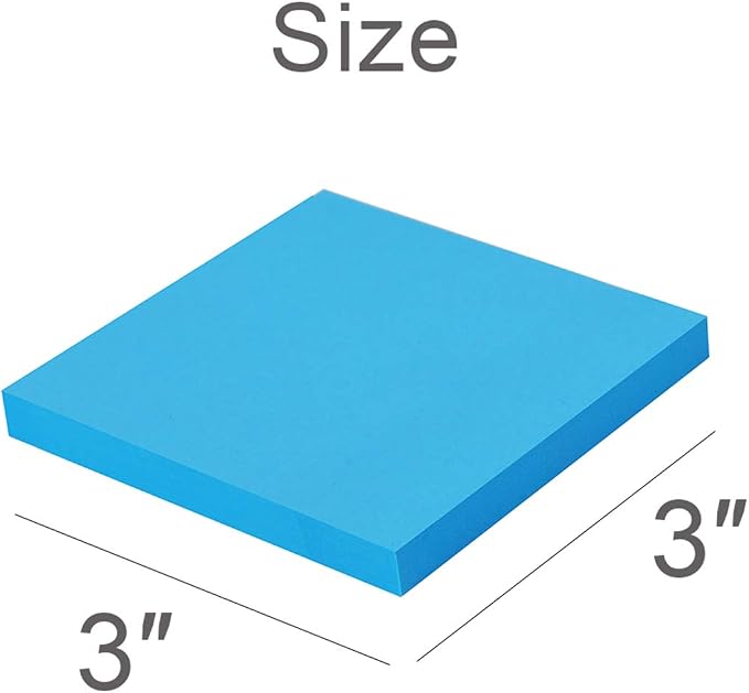 Sticky Notes 3x3 Inches,Bright Colors Self-Stick Pads, Easy to Post for Home, Office, Notebook, 16 Pads/Pack