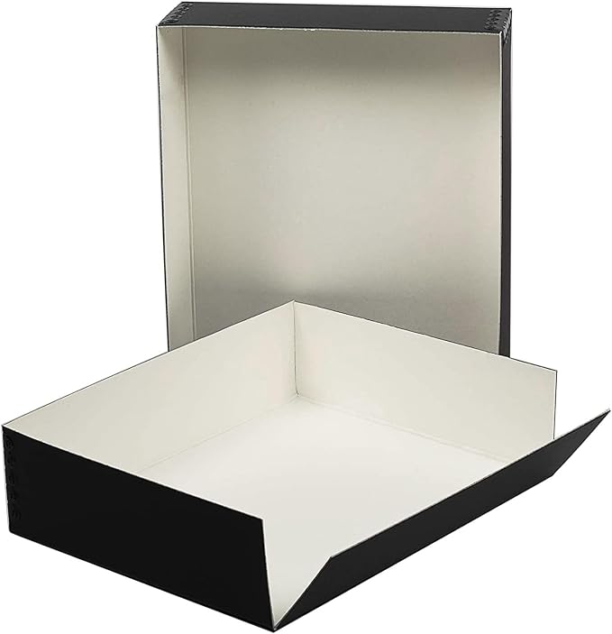 Lineco Museum Archival Storage Box, Drop Front, 9.25x11.75x3 in, Black | Acid-Free with Metal Edge, Preserves Picture Longevity, Organize Photos, Newspapers, Prints, Documents, Crafts, DIY