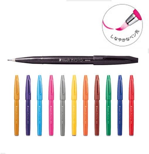 Pentel Fude Touch Sign Pen, Sky Blue, Felt Pen Like Brush Stroke (SES15C-S)