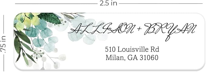 Clear Floral Greenery Rolled Address Labels / 250 Personalized Return Address Labels/Custom Address Stickers in Elegant Plastic Dispenser