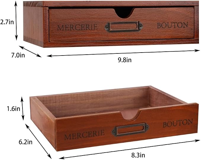 Wooden Storage Box Apothecary Drawers Vintage Wooden Drawers Wood Desktop Organizer Countertop Storage Box Library Card Catalog Cabinet Apothecary Cabinet（BROWN）