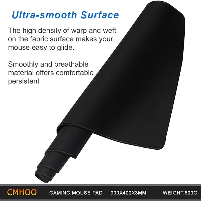 XXL Professional Large Mouse Pad & Computer Game Mouse Mat (35.4x15.7x0.12IN, 90x40 Black)