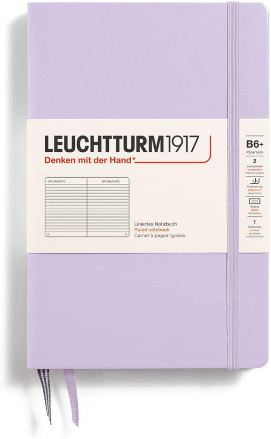 LEUCHTTURM1917 - Notebook Hardcover Paperback B6+ - 219 Numbered Pages for Writing and Journaling (Lilac, Ruled)