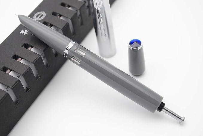 czxwyst 2019 New Version 601 Steel Cap Vacumatic Double Bead Fountain Pen (Battleship Grey with ink window)