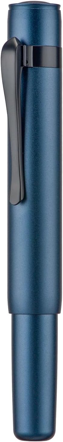 HONG DIAN M2 Black Forest Mini Fountain Pen, Medium Soft Nib & Sleek Shape Aluminium Short Pocket Travel Pen (Midnight Blue)