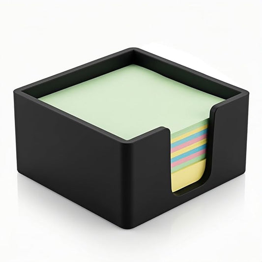 Silicone Sticky Note Holder for Desk - Modern 3x3 Inch Memo Pad Dispenser Post Note Holder, Minimalist Desk Storage Organizer for Office, Home, and School, Black