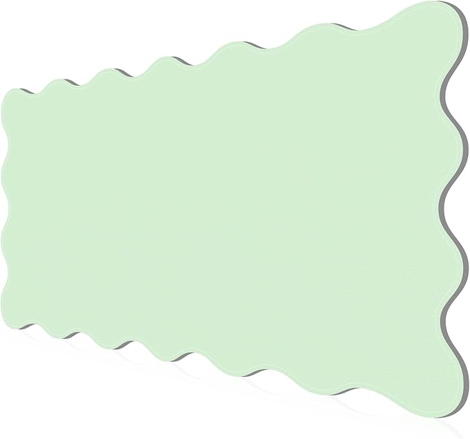 PU Leather Desk Pad, Scalloped Non-Slip Mouse Pad & Large Desk Mat Cover Stitched Edges Writing Pad for Office, Home - Waterproof, Easy to Clean, Durable Surface I 31.4"x15.7", Mint Green