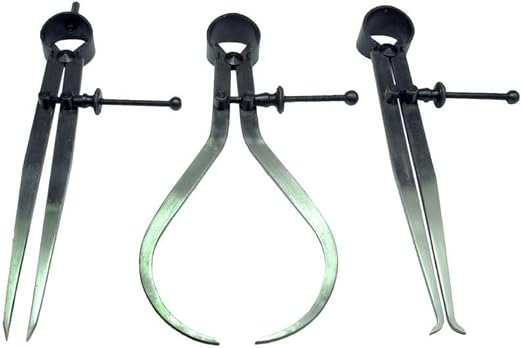 3 Pieces Spring Caliper Set - Inside, Outside & Divider 6" Inch / 150 Divider Set Mm - Measuring Tool, Workshop, Tool Room Wood-Turning Lathe Projects. Leather Crafting & Scribing