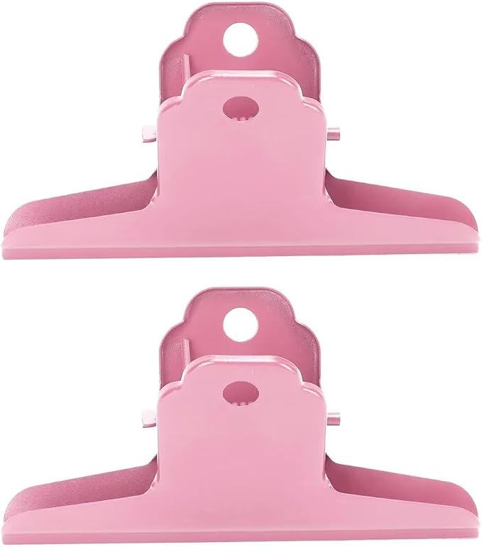 2PCS Extra Large Binder Clips Metal Bulldog Clips Large Paper Clamps Holder Chip Clips for Home School Office Drawing Bag Pink 4inch