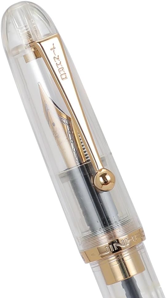 Jinhao 9016 Fountain Pen Medium Heartbeat Point, Dadao Series Clear Acrylic with Large Converter for Writing