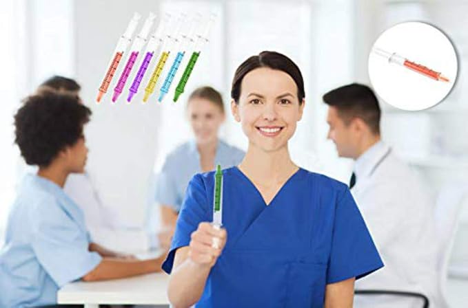 Syringe Highlighter Pens with 6 Colors (24pc) - Bulk Medical Theme Gifts for Nurses & Office Supplies