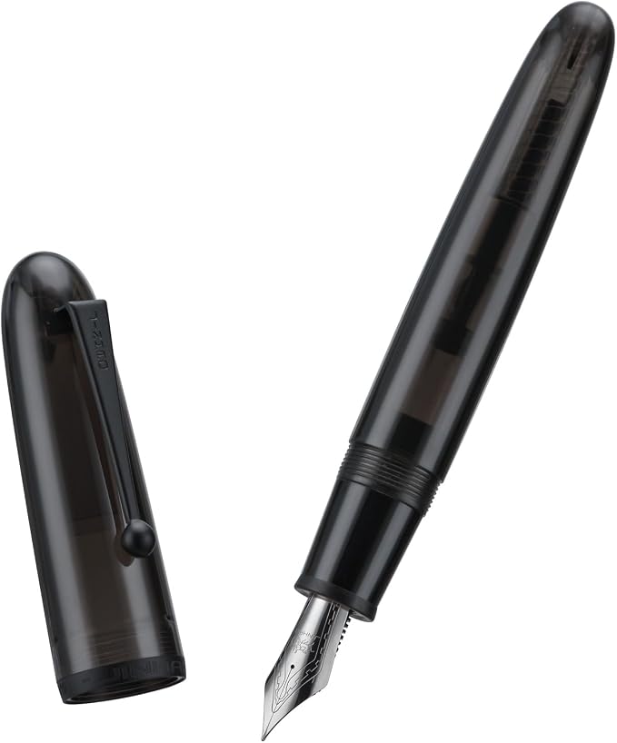 Jinhao 9019 DaDao Series Fountain Pen, Size 8 Medium Nib with Large Ink Converter, Transparent Black Acrylic Design Smooth Writing Pen