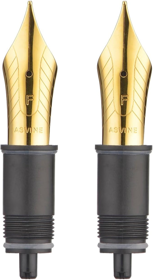 Set of 2 Number 8 Fountain Pen Replacement Fine Nibs - Compatible with C2000, V800 and C80- Gold