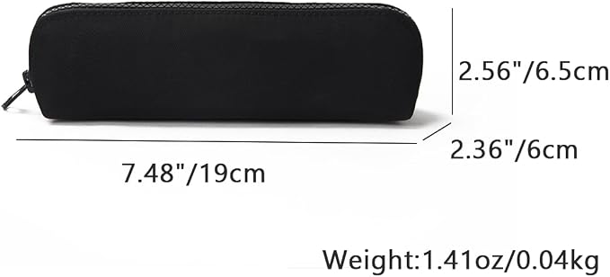 Pencil Case Small Pencil Pouch Slim (Black, Oxford)