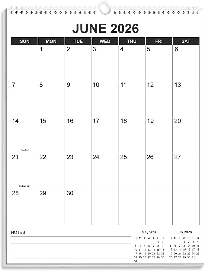 2026-2027 Wall Calendar - Runs from July 2026 until December 2027, Hanging Wall Calendar 2026-2027 for Easy Organizing, Vertical Calendar, 8.5" x 11", Black