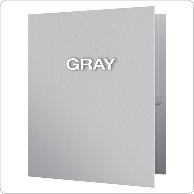 Oxford Twin-Pocket Folders,Textured Paper,Letter Size,Gray,Holds 100 Sheets,Box of 25 (57505EE),(Pack of 5)