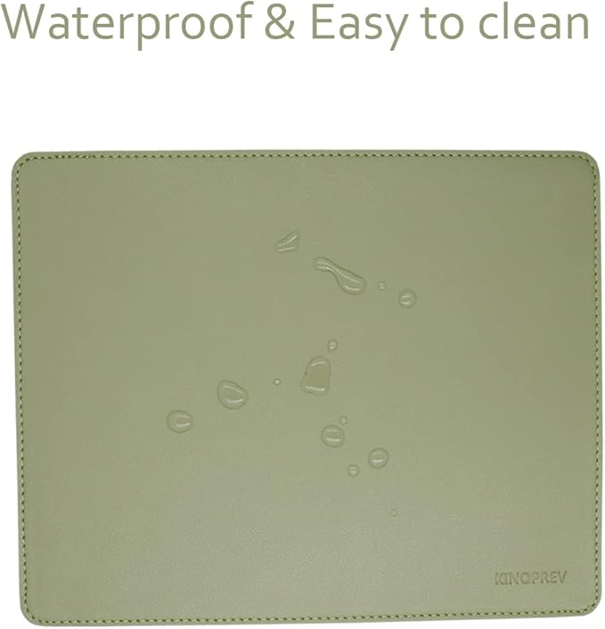 Leather Mouse Pad - Wood Mouse Pads with Stitched Edge,PU Non-Slip Mouse Mat,Double Side Mousepad,Waterproof Gaming Mouse Pad for Desk,Laptop,Office & Home,10.2" x 8.3",1 Pack (Matcha Green)