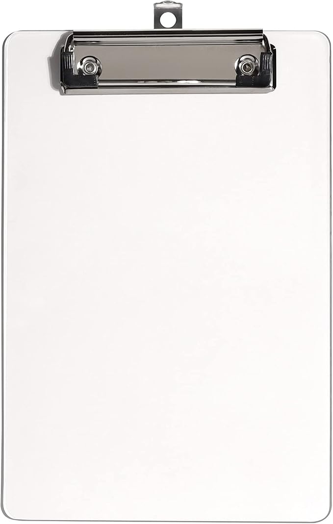 Hongri Plastic Small Clipboard, Clear A5 Memo Size Clip Board | Mini Size 6 x 9 in for Students, Teacher, Women, Office & School Supplies